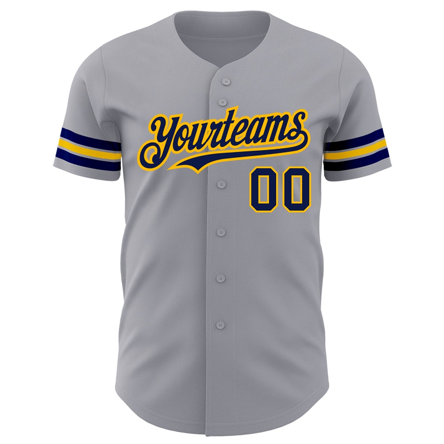 Custom Gray Navy-Gold Authentic Baseball Jersey view 2