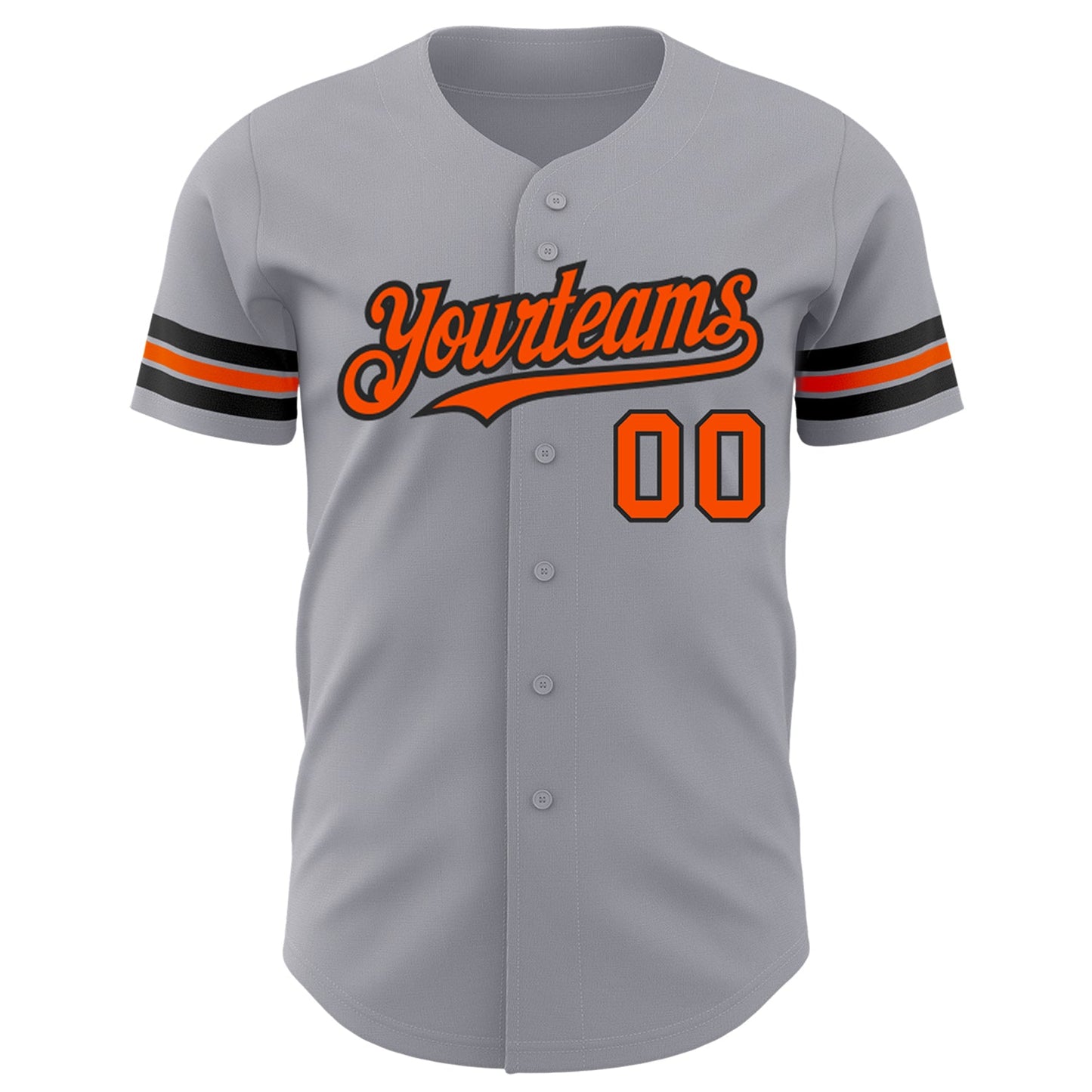 Custom Gray Orange-Black Authentic Baseball Jersey view 2