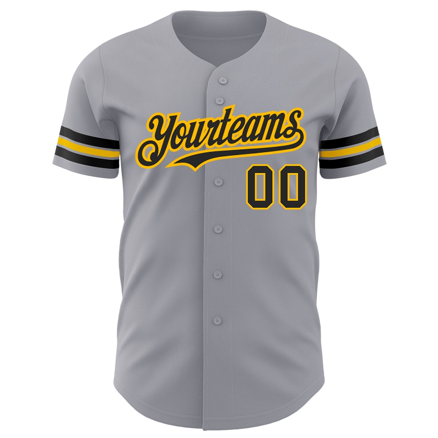 Custom Gray Black-Gold Authentic Baseball Jersey view 2