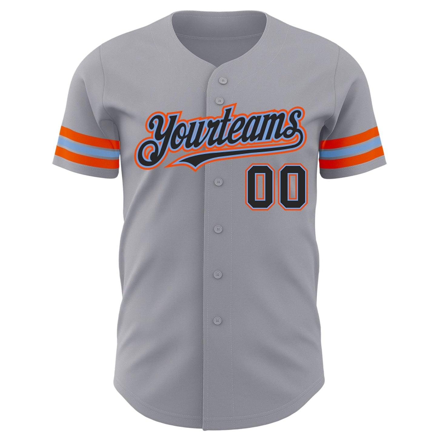 Custom Gray Black Powder Blue-Orange Authentic Baseball Jersey view 2