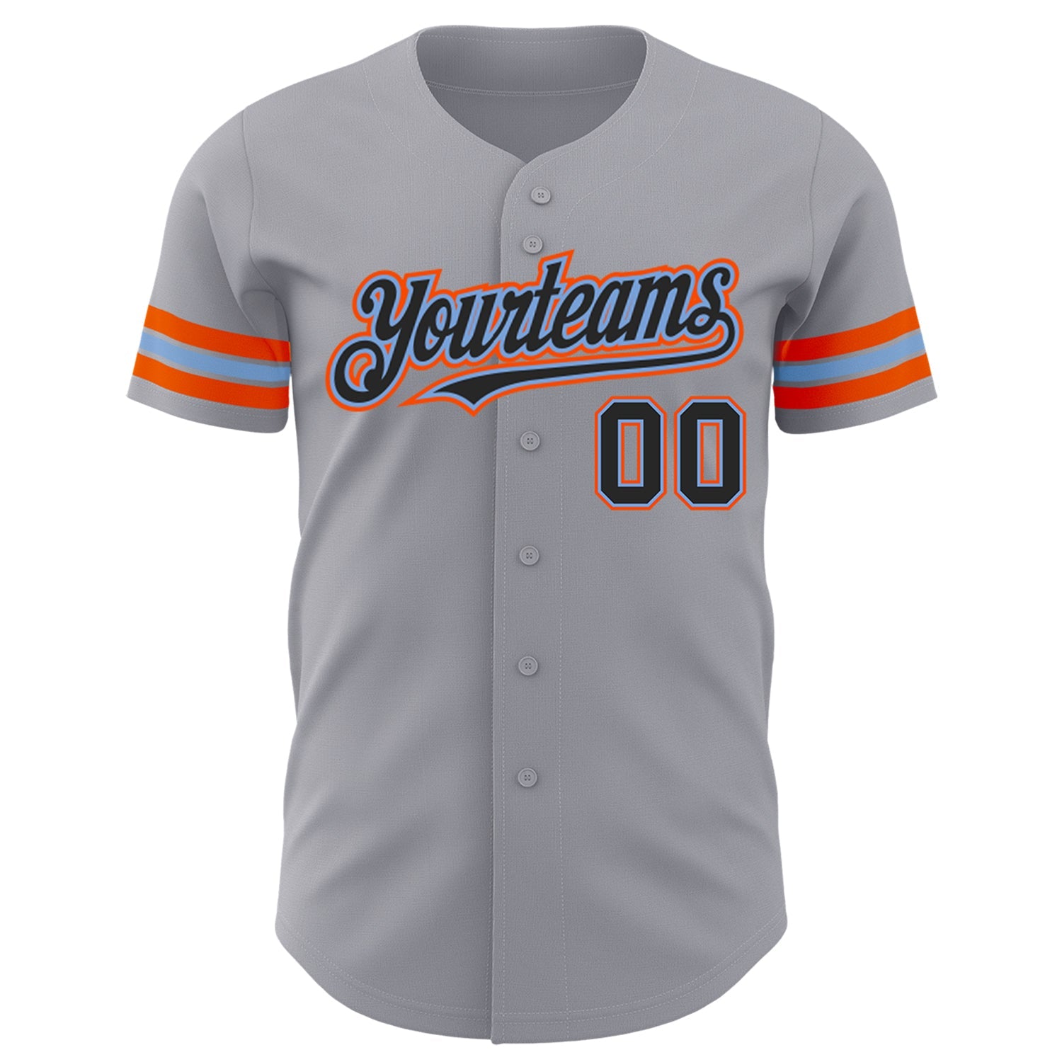 Custom Gray Black Powder Blue-Orange Authentic Baseball Jersey view 2