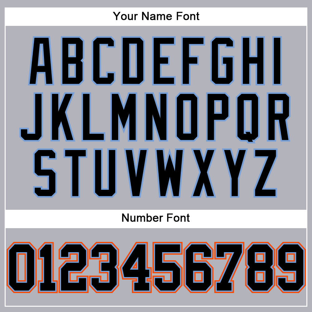 Custom Gray Black Powder Blue-Orange Authentic Baseball Jersey view 5