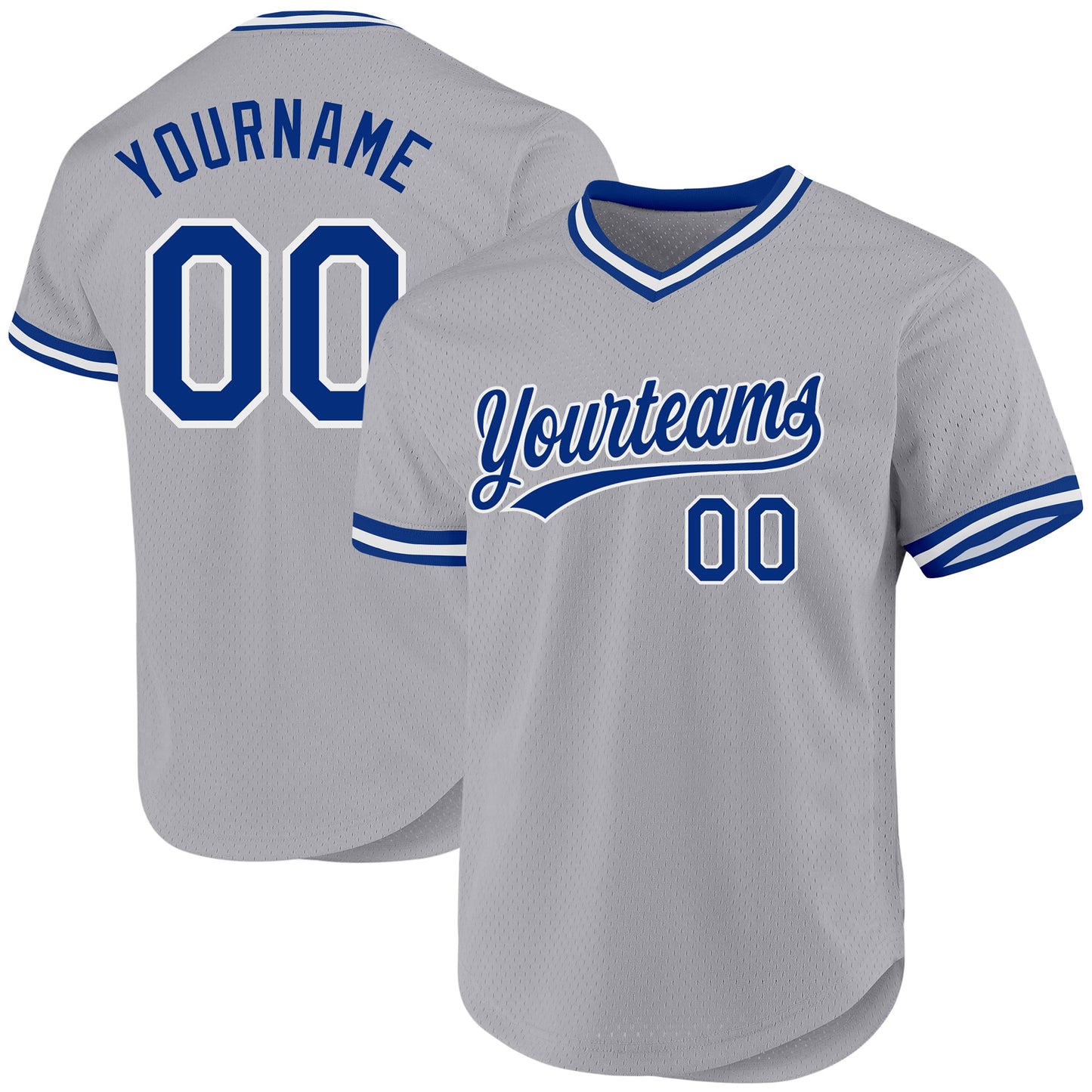 Custom Gray Royal-White Authentic Throwback Baseball Jersey - Main View