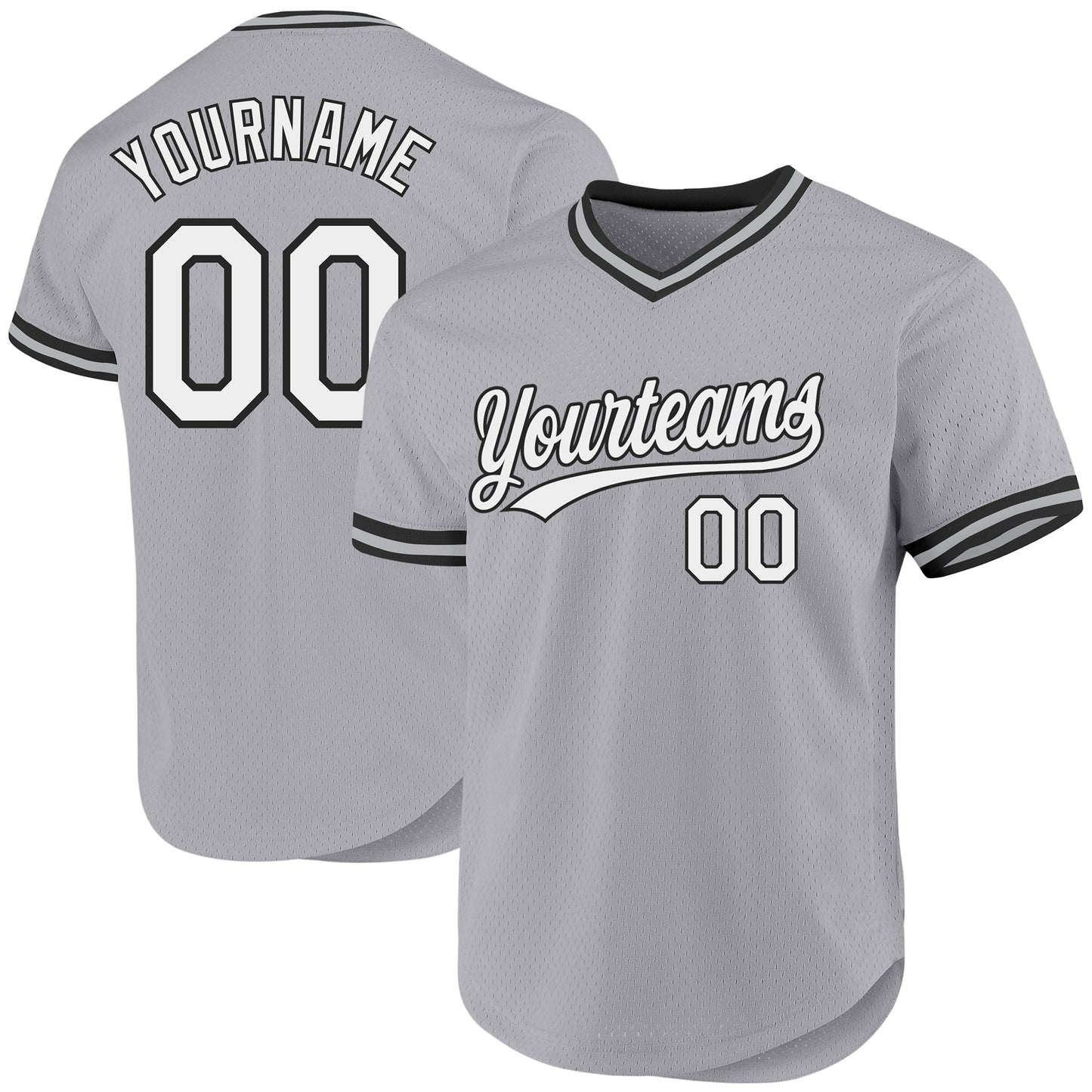 Custom Gray White-Black Authentic Throwback Baseball Jersey - Main View