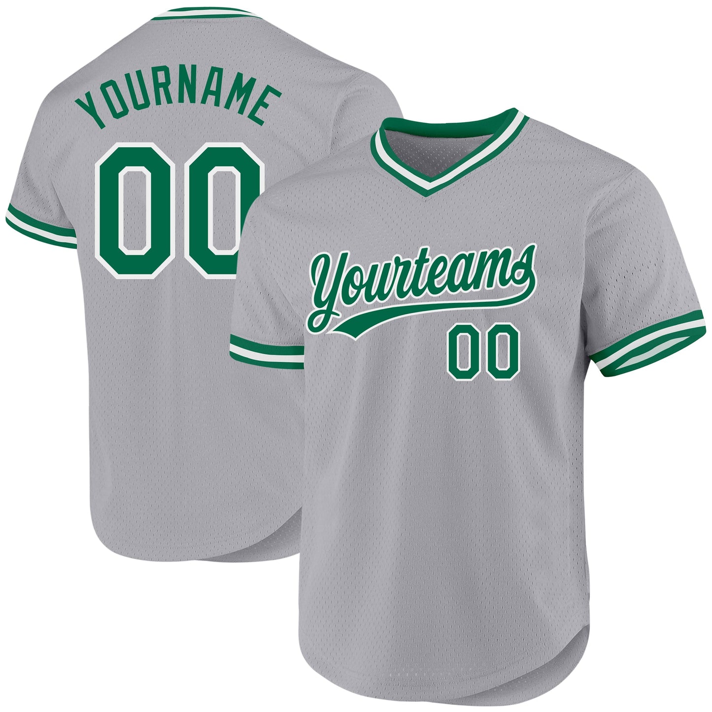 Custom Gray Kelly Green-White Authentic Throwback Baseball Jersey - Main View