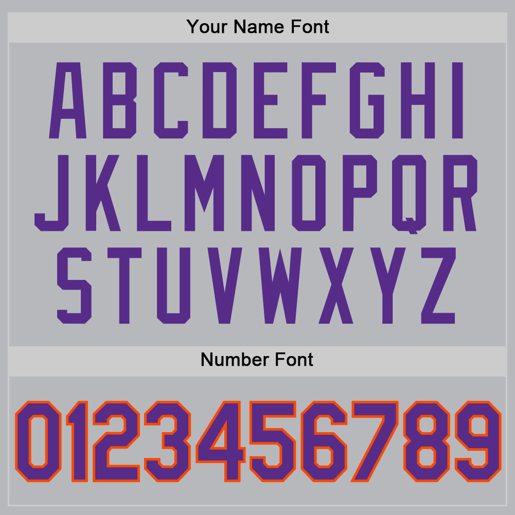 Custom Gray Purple-Orange Authentic Throwback Baseball Jersey view 5