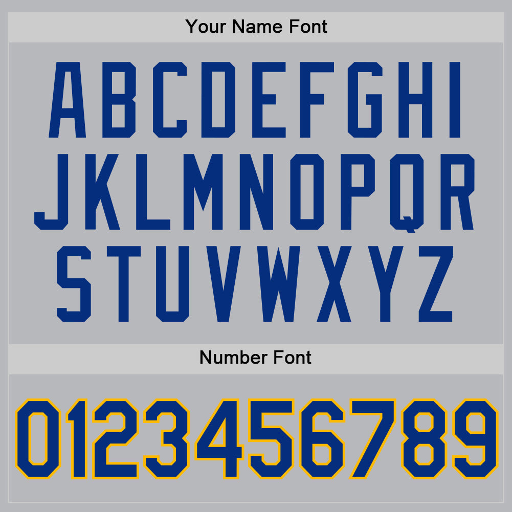 Custom Gray Royal-Gold Authentic Throwback Baseball Jersey view 5