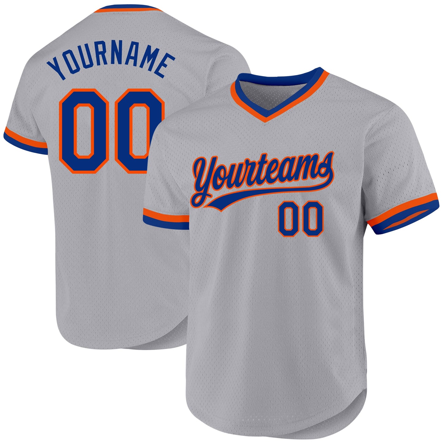 Custom Gray Royal-Orange Authentic Throwback Baseball Jersey - Main View