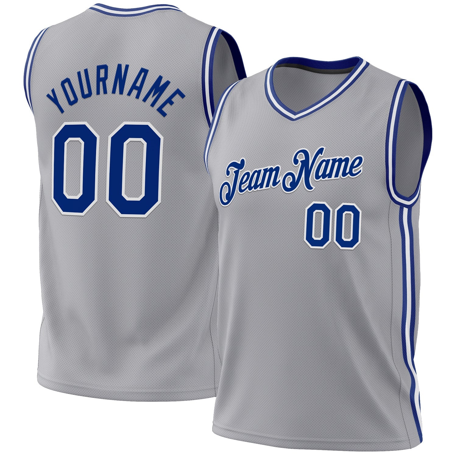 Custom Gray Royal-White Authentic Throwback Basketball Jersey - Main View