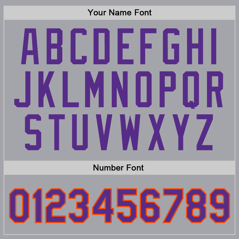 Custom Gray Purple-Orange Authentic Throwback Basketball Jersey view 4