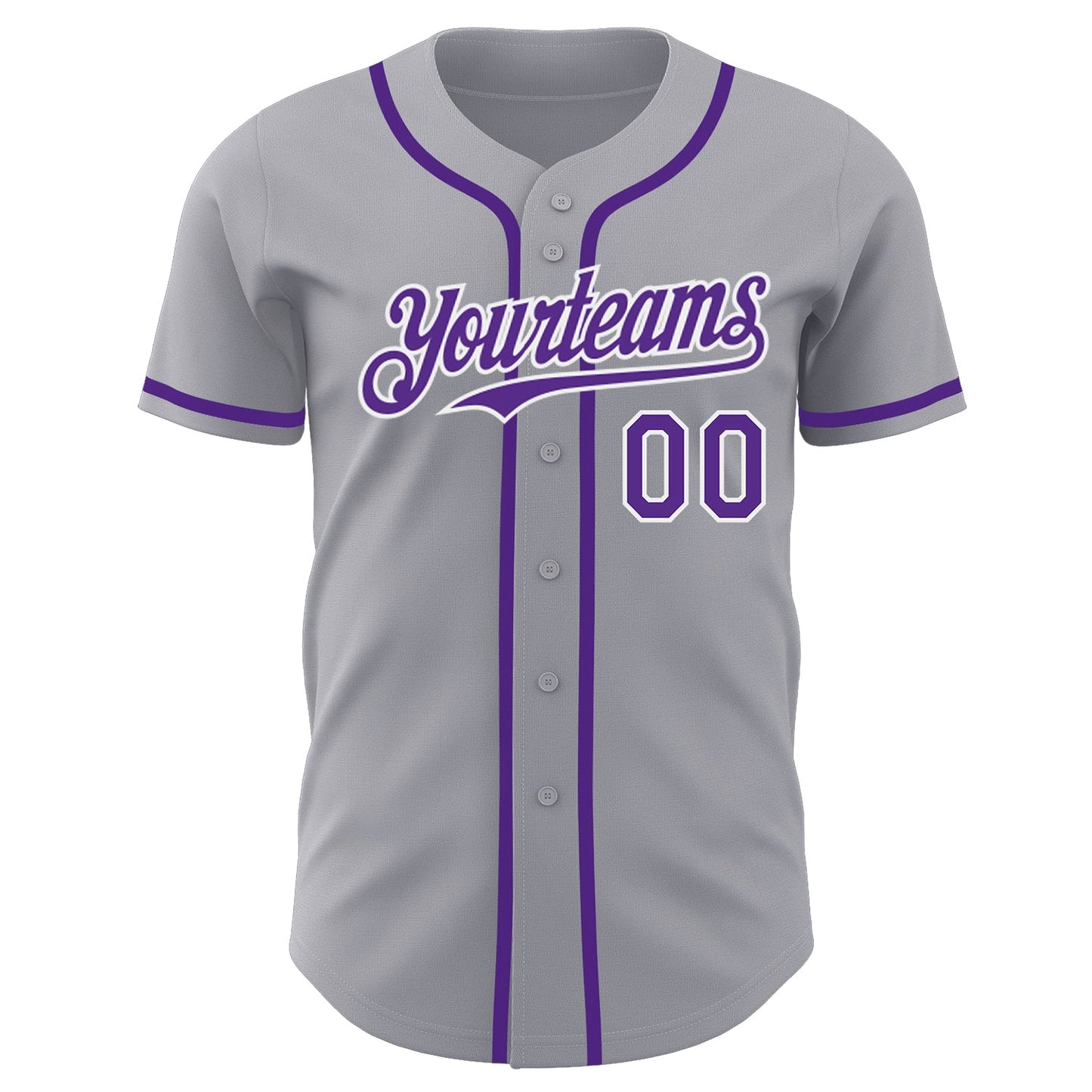 Custom Gray Purple-White Authentic Baseball Jersey view 2