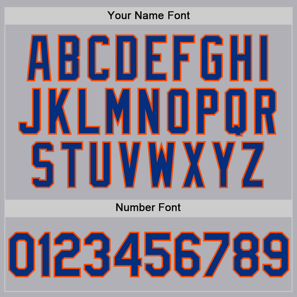 Custom Gray Royal-Orange Mesh Authentic Throwback Baseball Jersey view 5