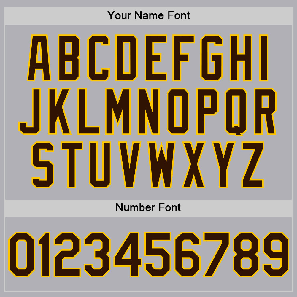 Custom Gray Brown-Yellow Mesh Authentic Throwback Baseball Jersey view 5