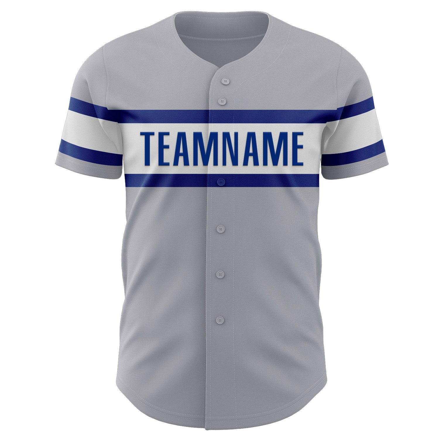 Custom Gray Royal-White Authentic Baseball Jersey view 2