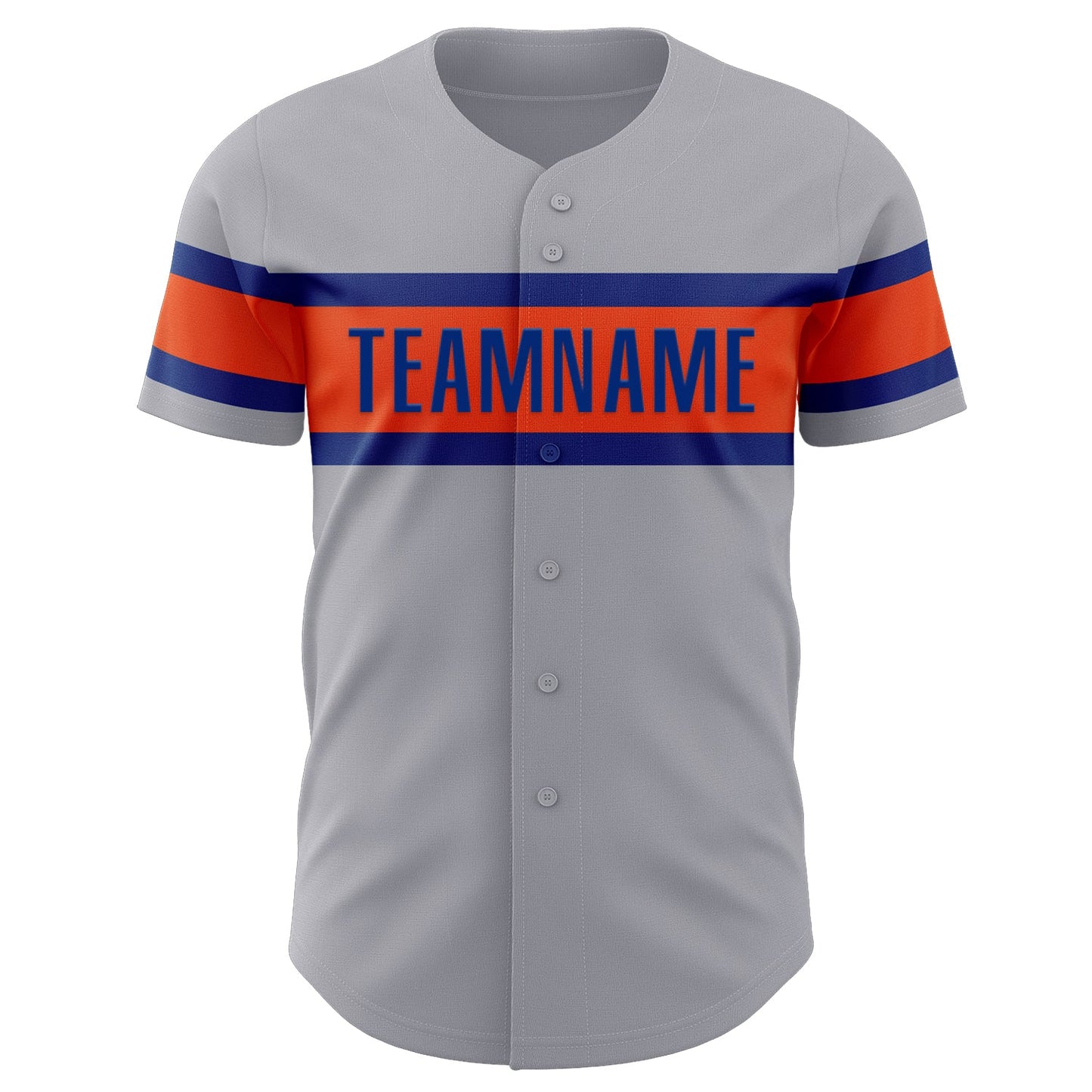 Custom Gray Royal-Orange Authentic Baseball Jersey view 2