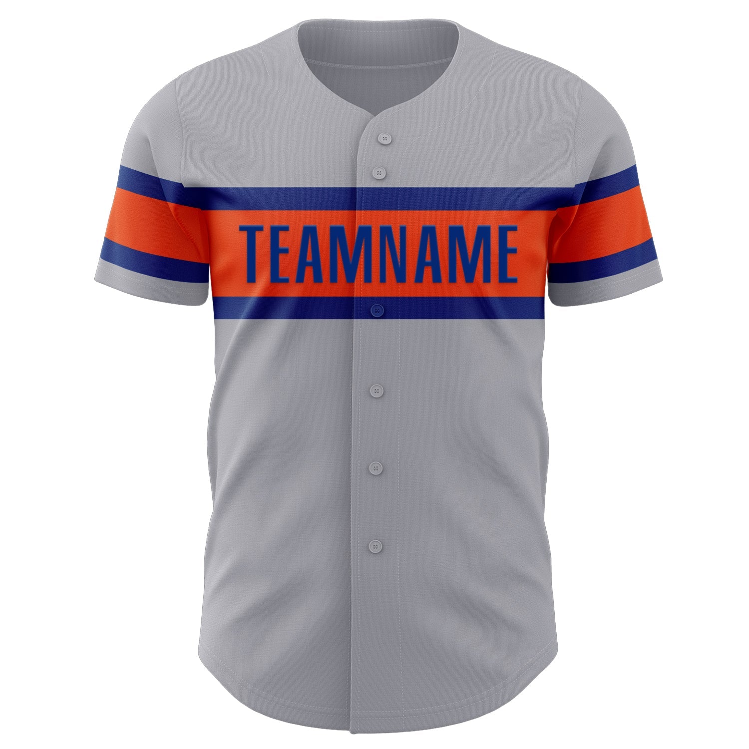 Custom Gray Royal-Orange Authentic Baseball Jersey view 2
