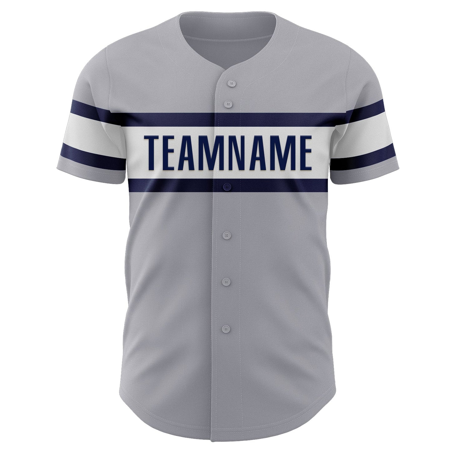 Custom Gray Navy-White Authentic Baseball Jersey view 2