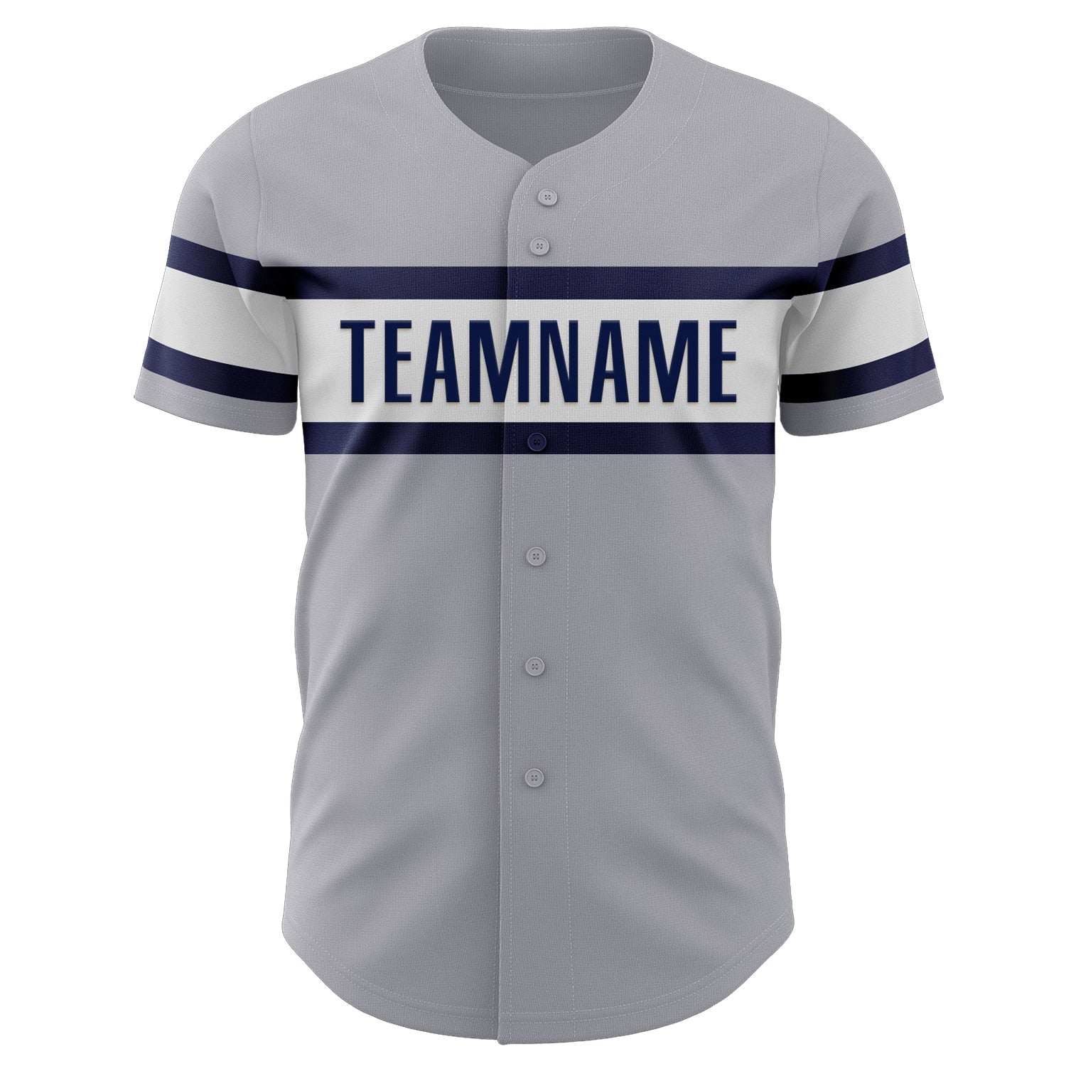 Custom Gray Navy-White Authentic Baseball Jersey view 2