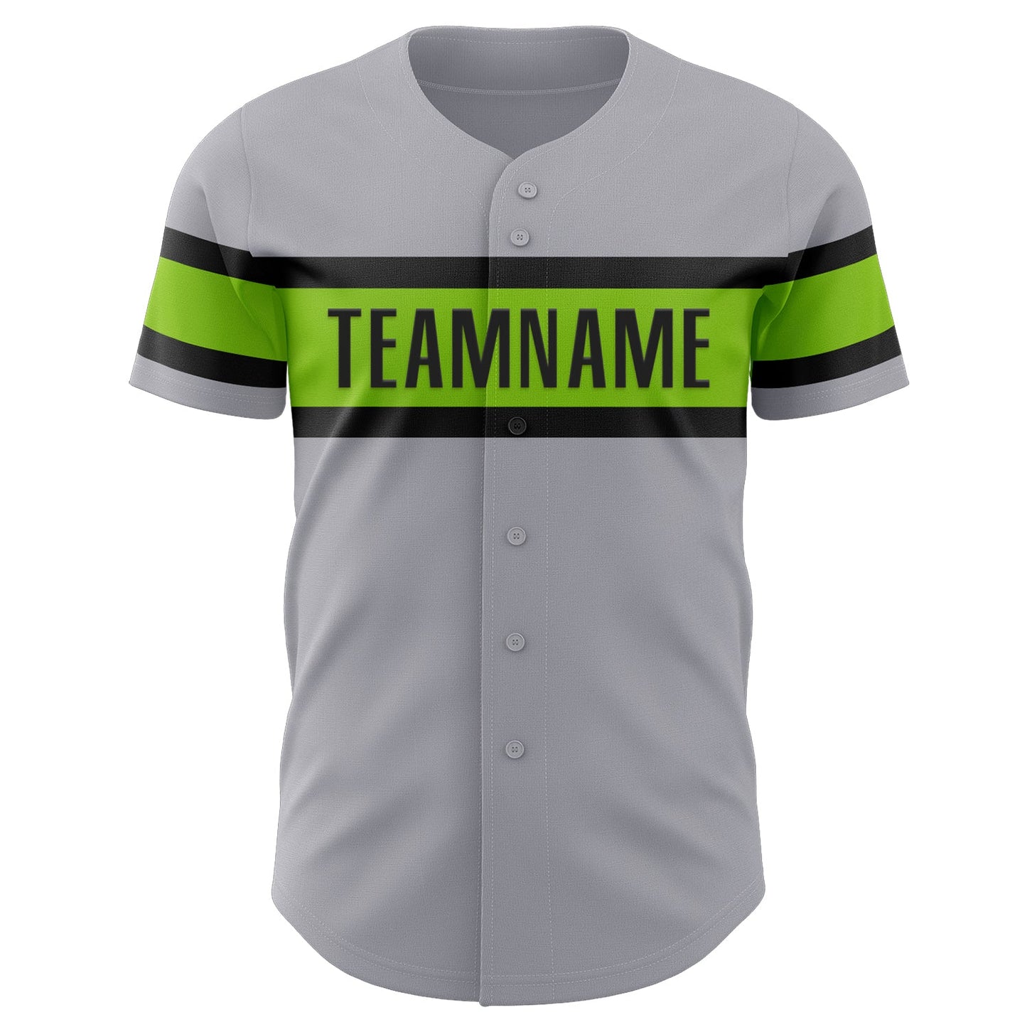 Custom Gray Neon Green-Black Authentic Baseball Jersey view 2