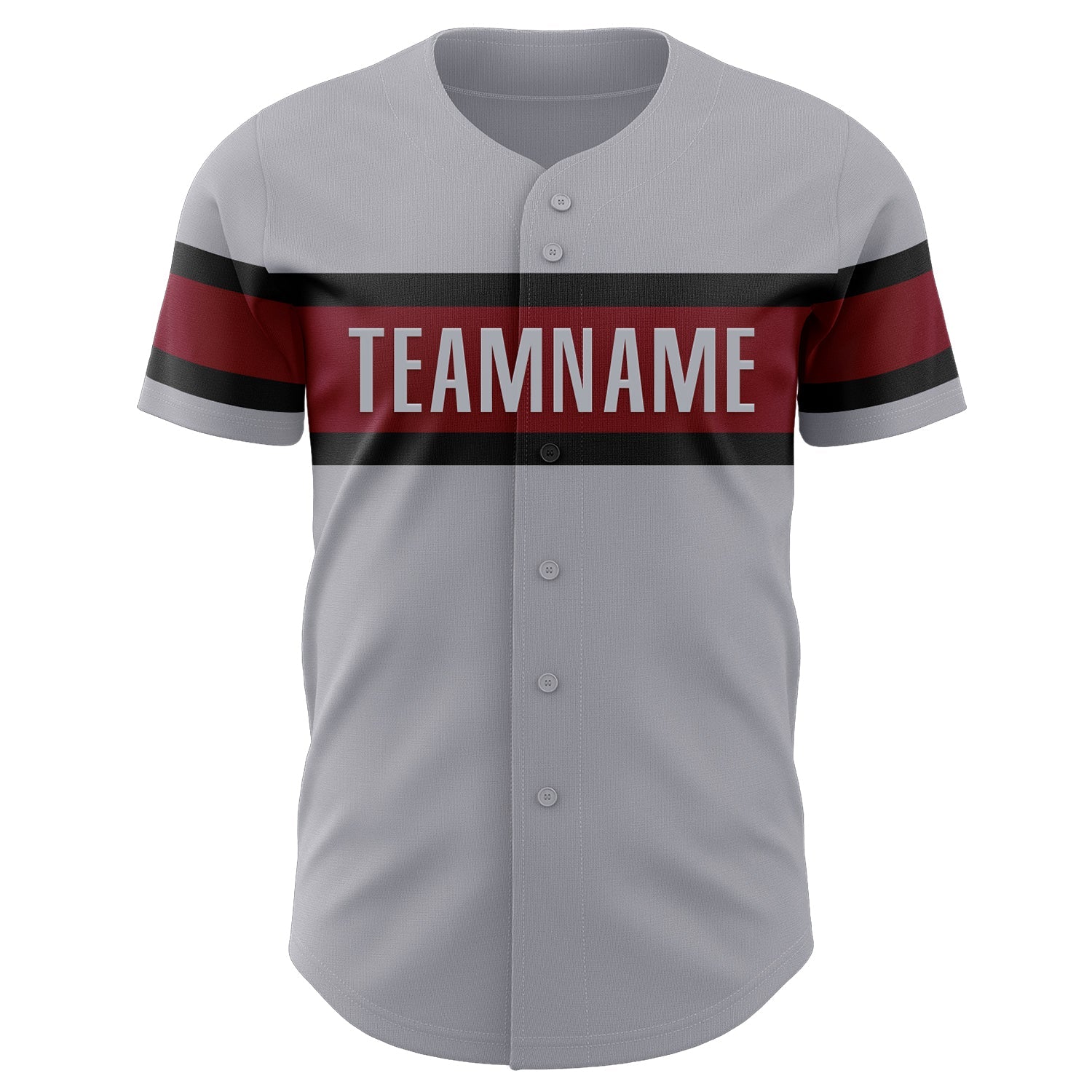 Custom Gray Crimson-Black Authentic Baseball Jersey view 2