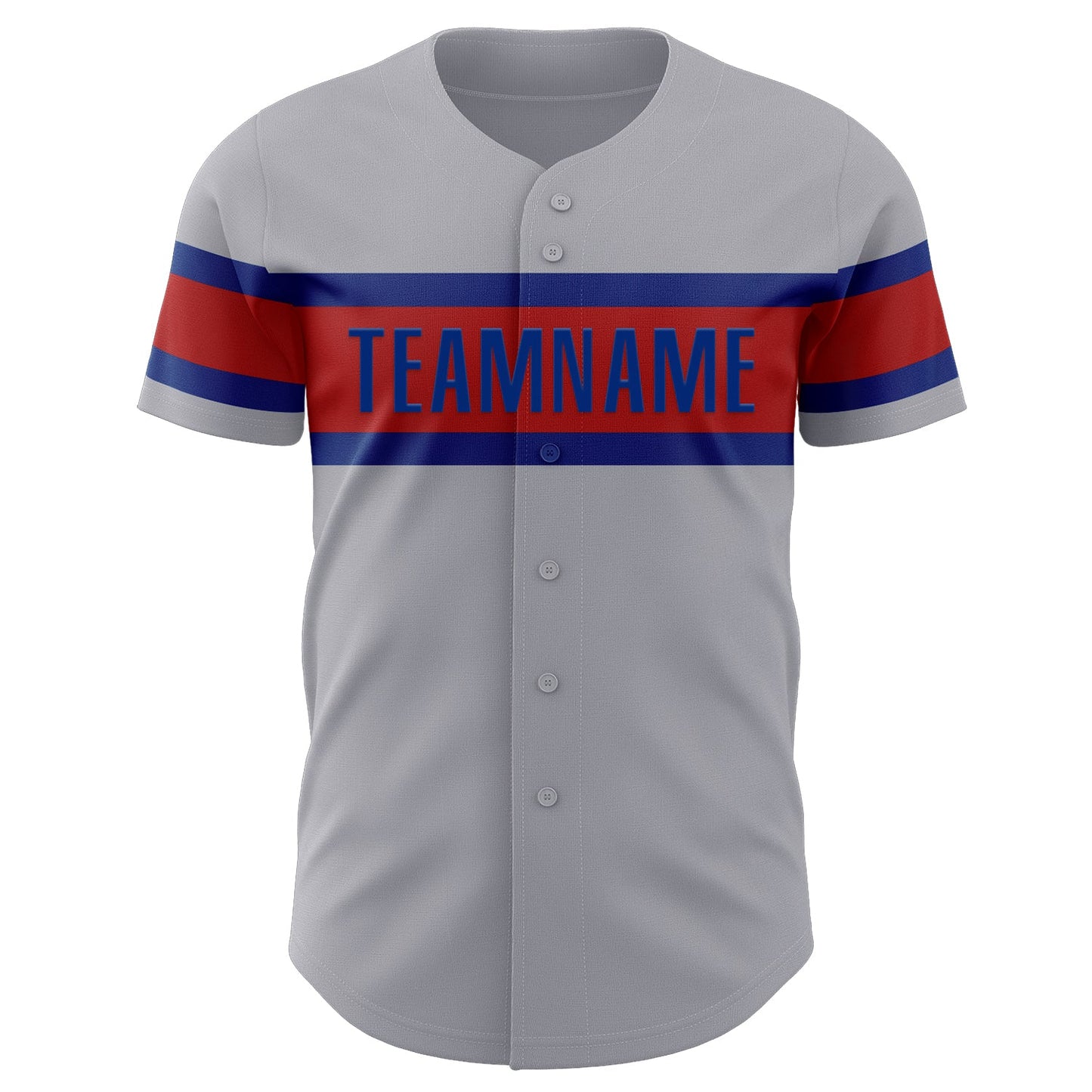 Custom Gray Red-Royal Authentic Baseball Jersey view 2
