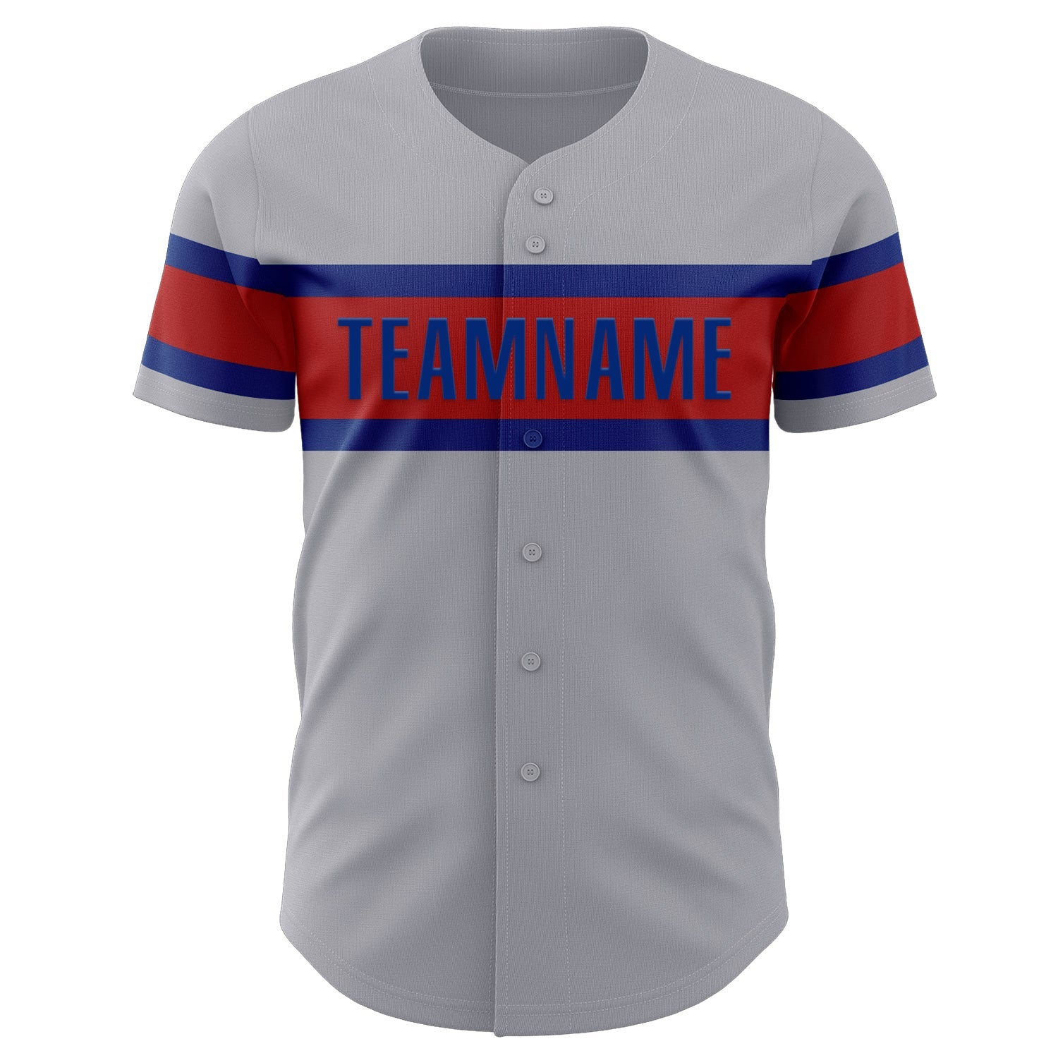 Custom Gray Red-Royal Authentic Baseball Jersey view 2