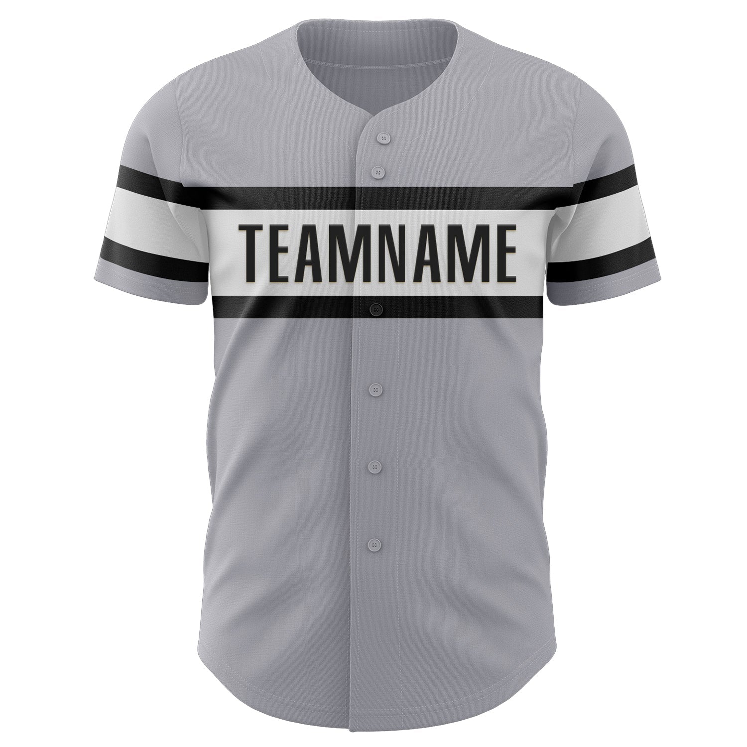 Custom Gray Black-White Authentic Baseball Jersey view 2
