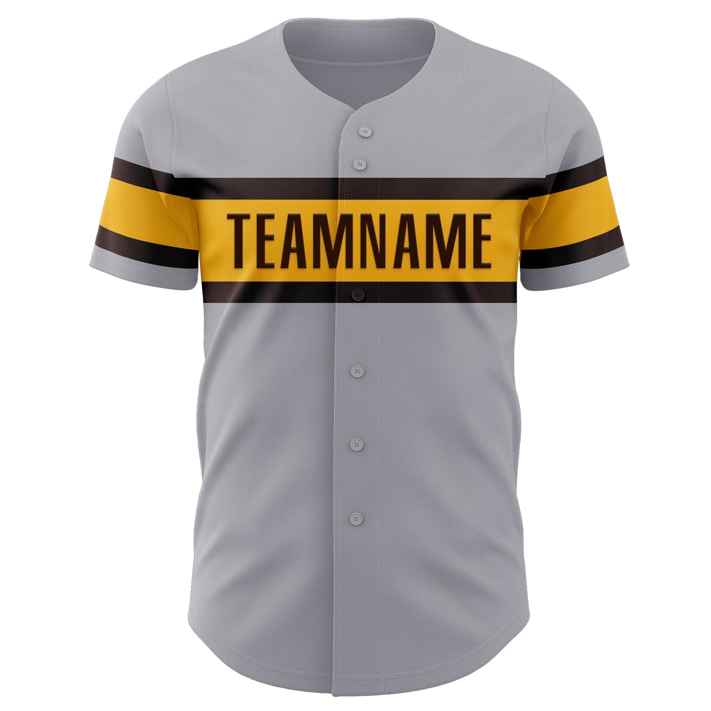 Custom Gray Brown-Gold Authentic Baseball Jersey view 2