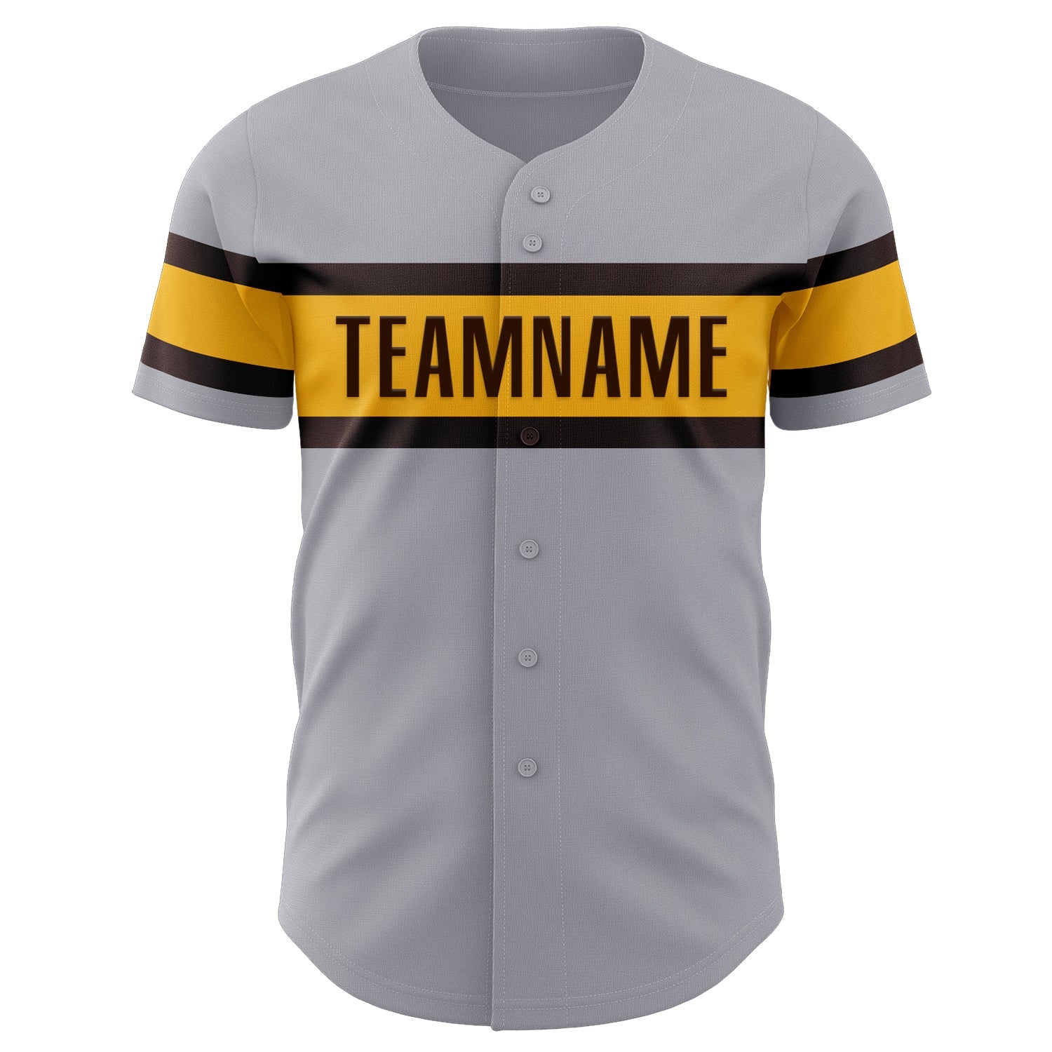 Custom Gray Brown-Gold Authentic Baseball Jersey view 2