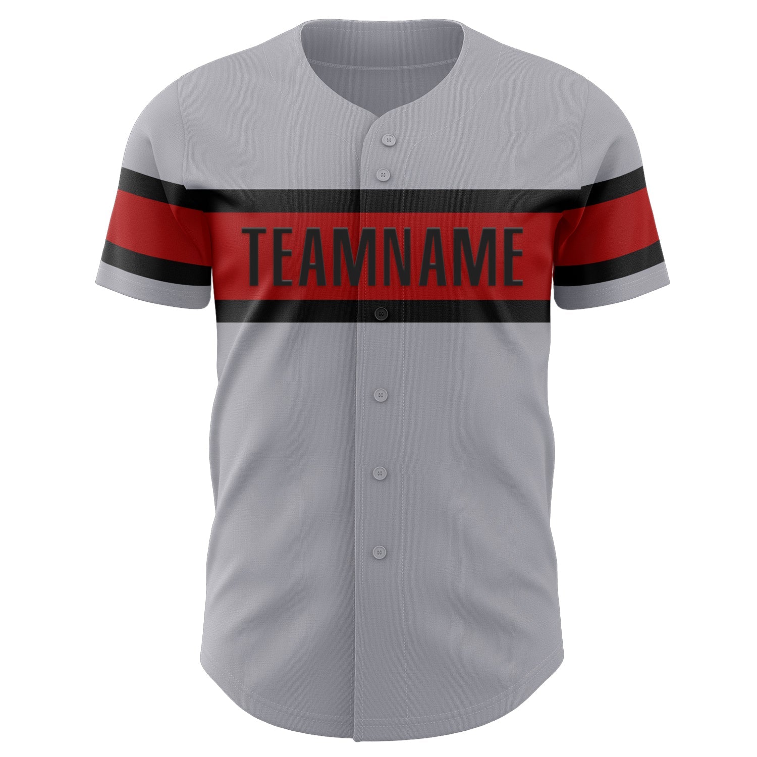Custom Gray Red-Black Authentic Baseball Jersey view 2