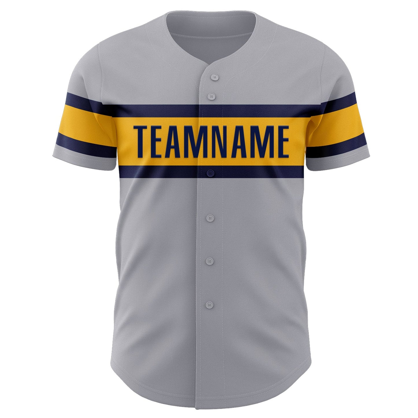 Custom Gray Navy-Gold Authentic Baseball Jersey view 2