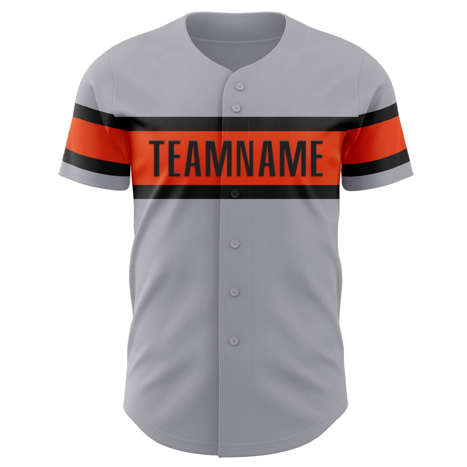 Custom Gray Black-Orange Authentic Baseball Jersey view 2