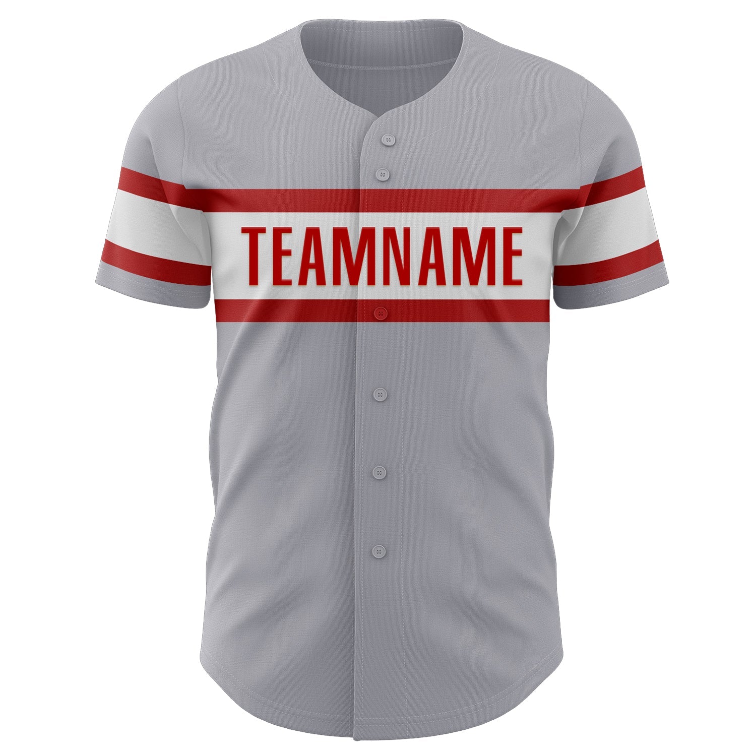 Custom Gray Red-White Authentic Baseball Jersey view 2
