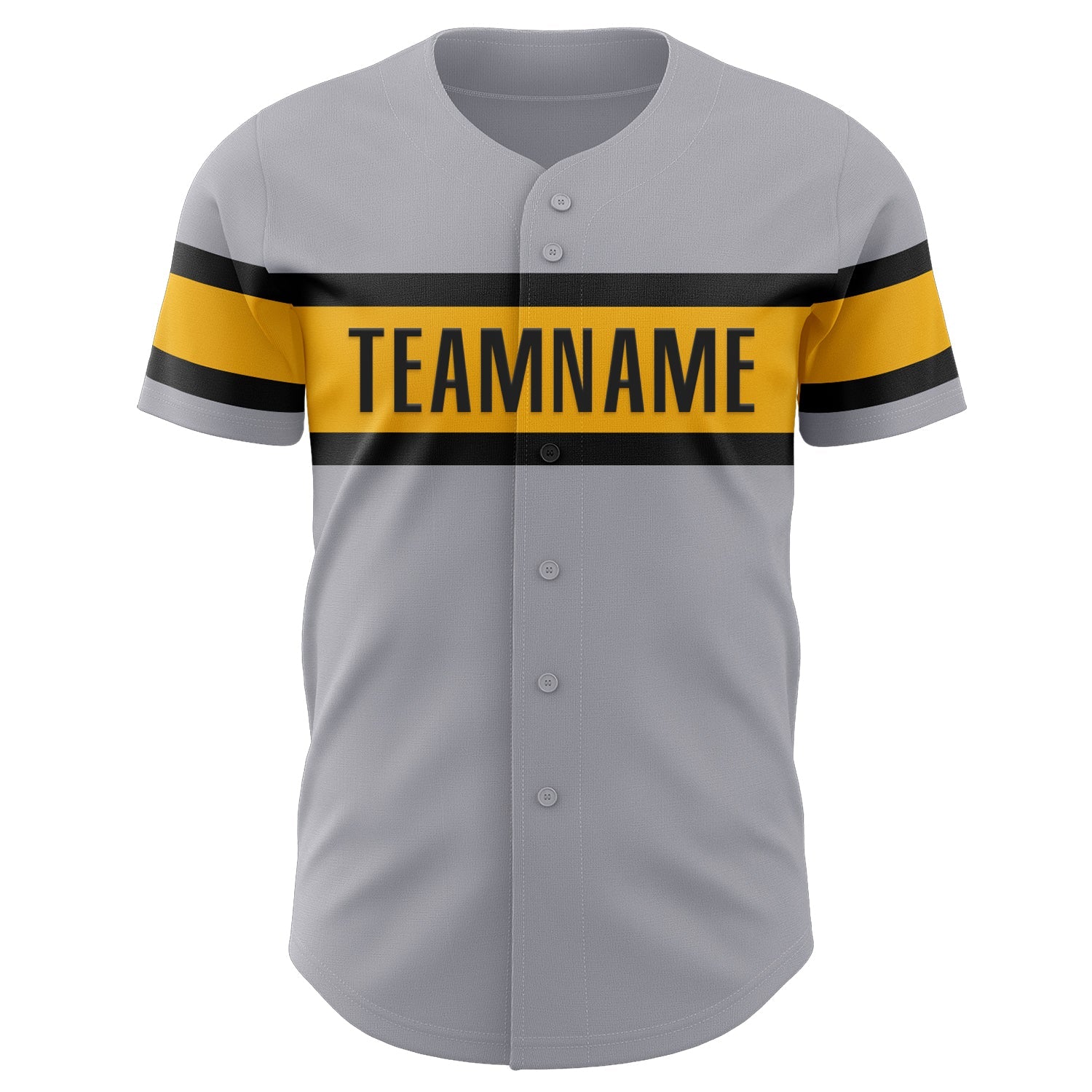 Custom Gray Black-Gold Authentic Baseball Jersey view 2
