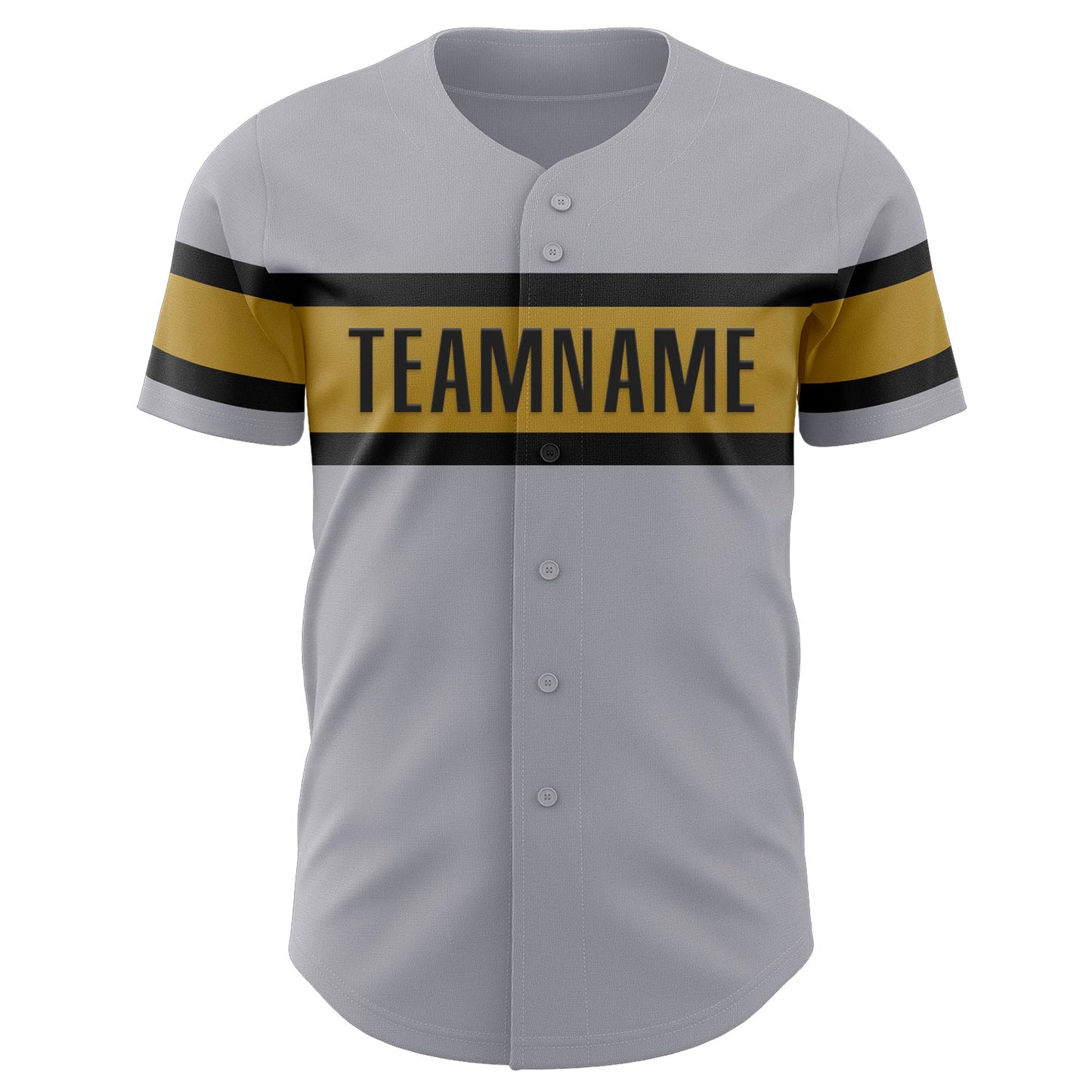 Custom Gray Black-Old Gold Authentic Baseball Jersey view 2