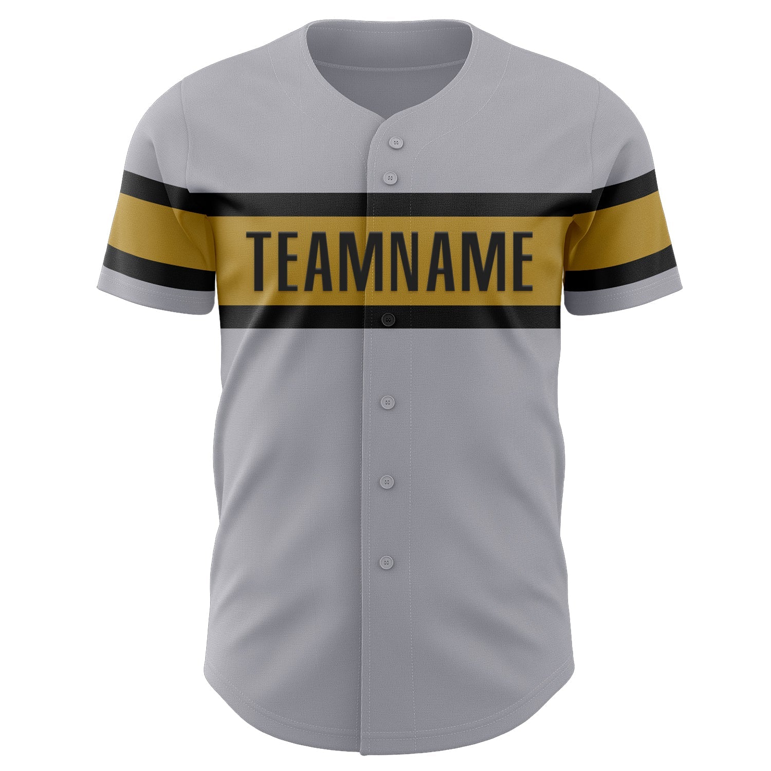 Custom Gray Black-Old Gold Authentic Baseball Jersey view 2