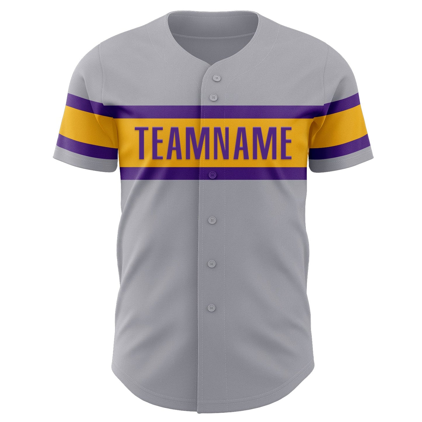 Custom Gray Purple-Gold Authentic Baseball Jersey view 2