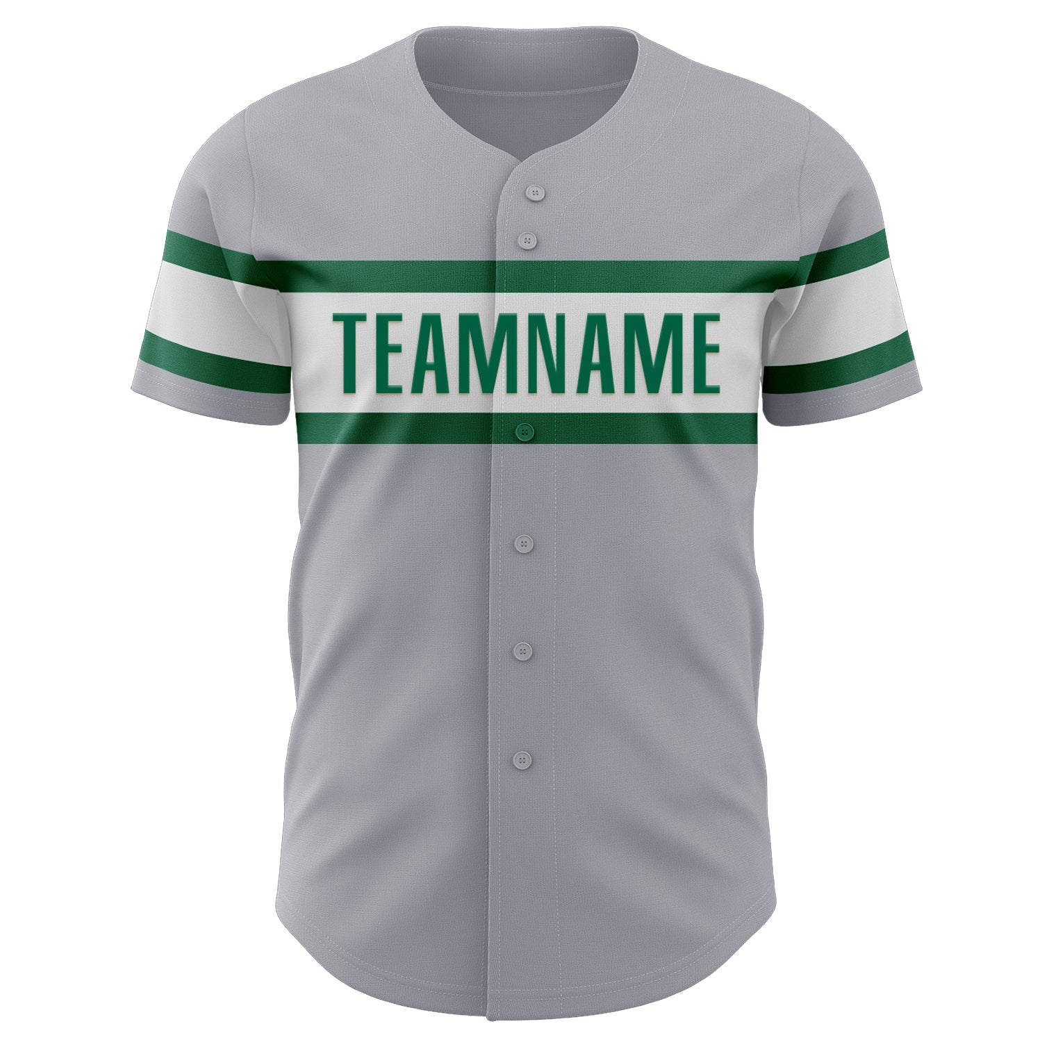 Custom Gray Kelly Green-White Authentic Baseball Jersey view 2