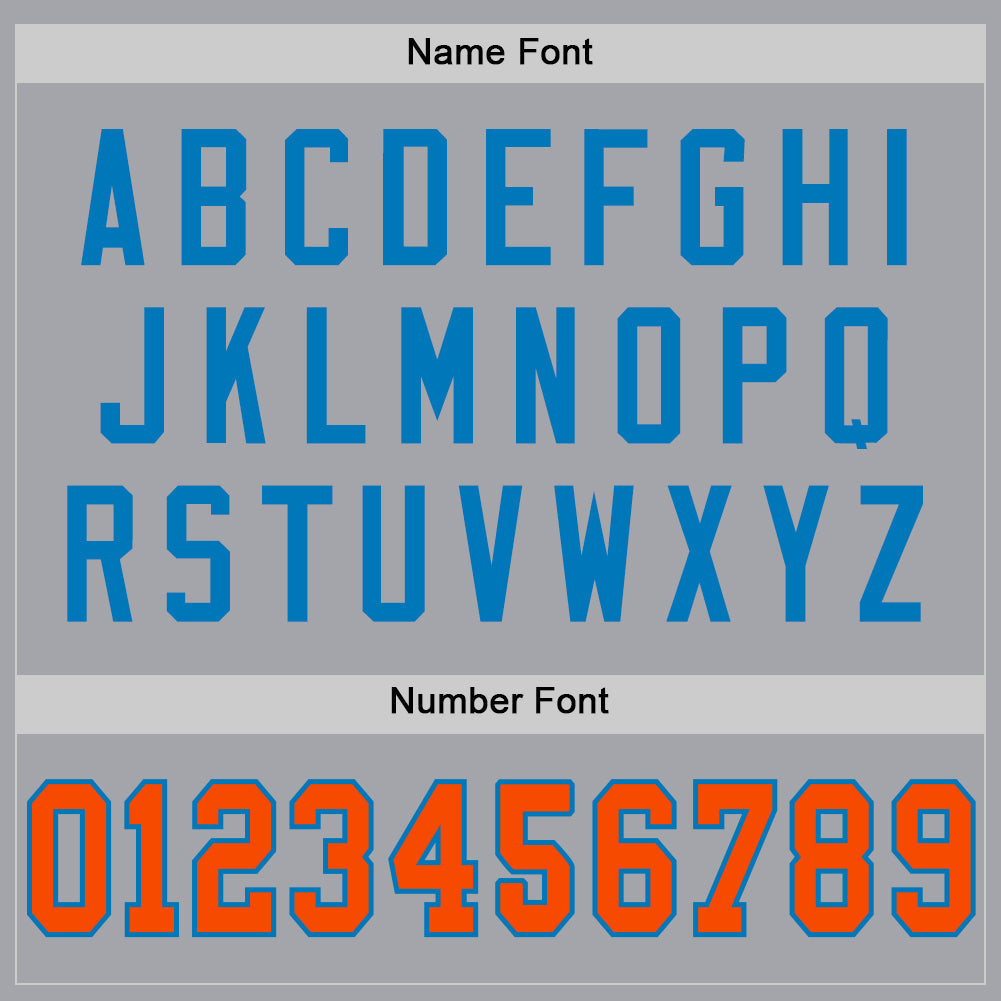 Custom Gray Orange-Blue Mesh Authentic Throwback Football Jersey view 4
