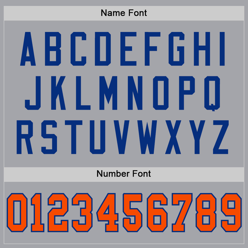 Custom Gray Orange-Royal Mesh Authentic Throwback Football Jersey view 4