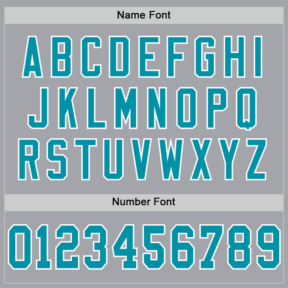 Custom Gray Teal-White Mesh Authentic Throwback Football Jersey view 4