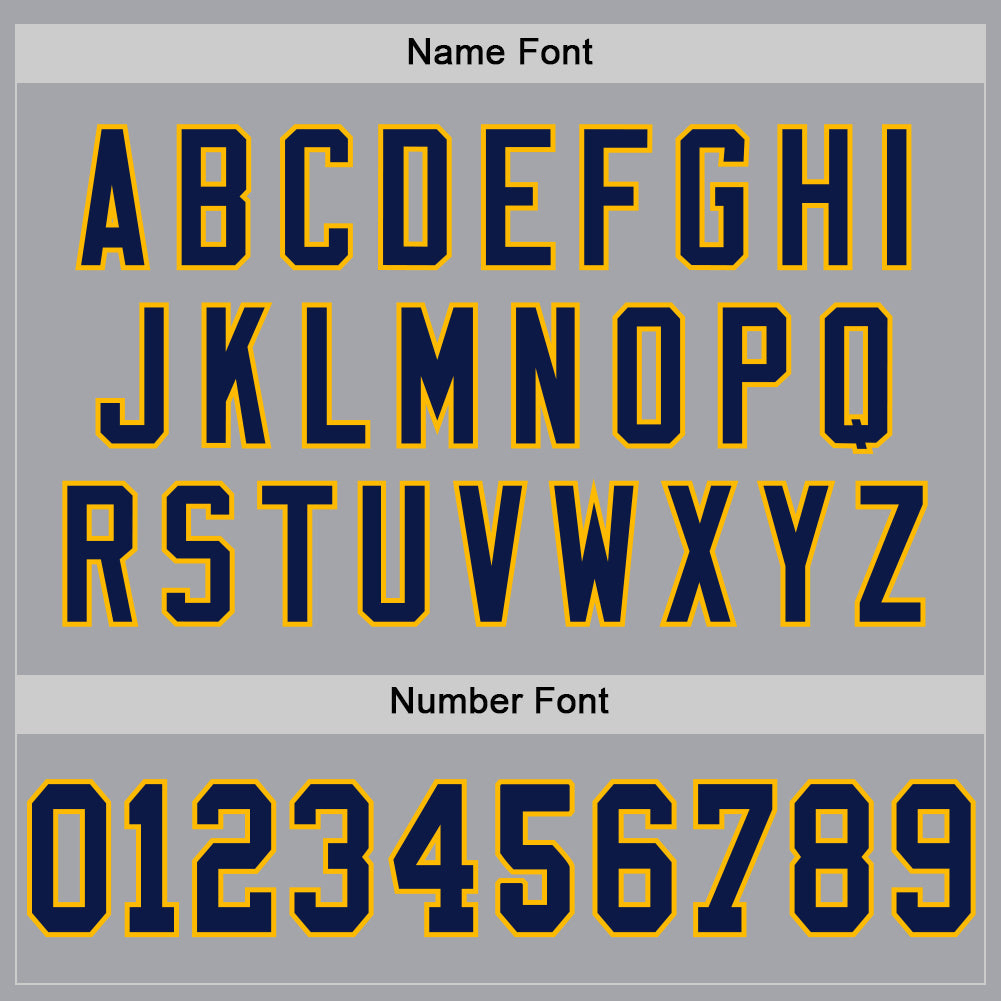 Custom Gray Navy-Gold Mesh Authentic Throwback Football Jersey view 4