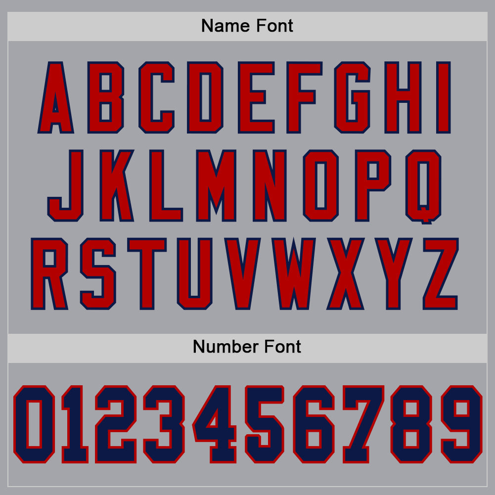 Custom Gray Navy Red-White Mesh Authentic Throwback Football Jersey view 4