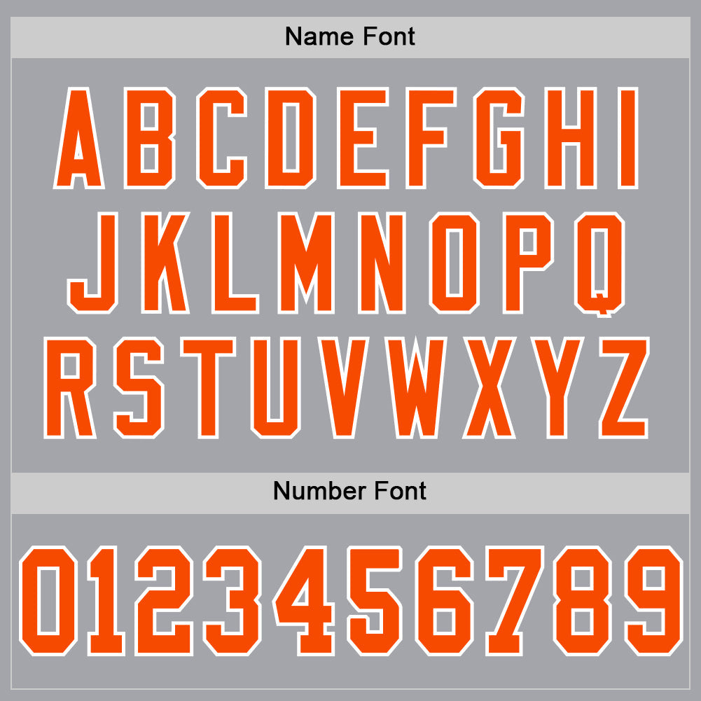 Custom Gray Orange-White Mesh Authentic Throwback Football Jersey view 4