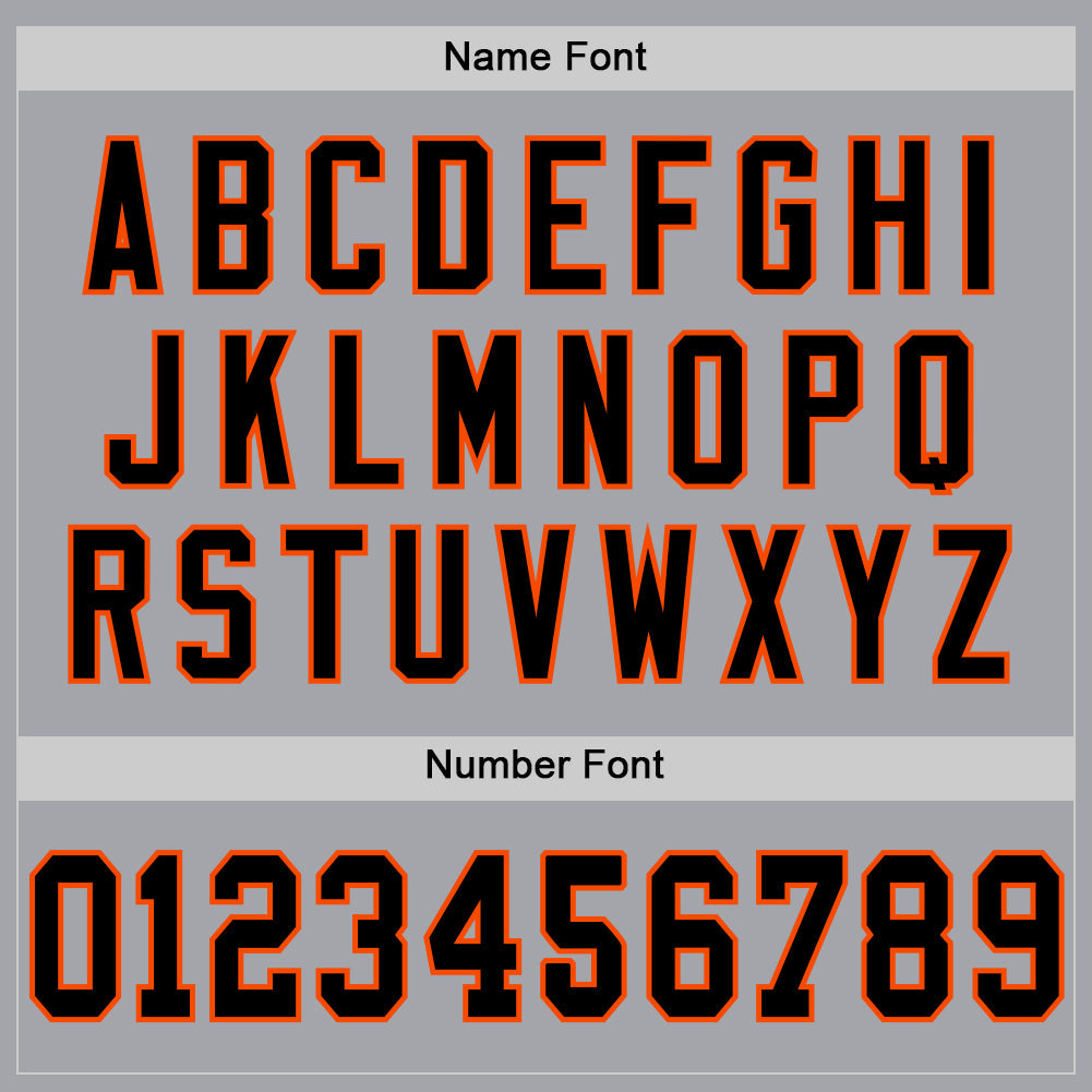 Custom Gray Black-Orange Mesh Authentic Throwback Football Jersey view 4