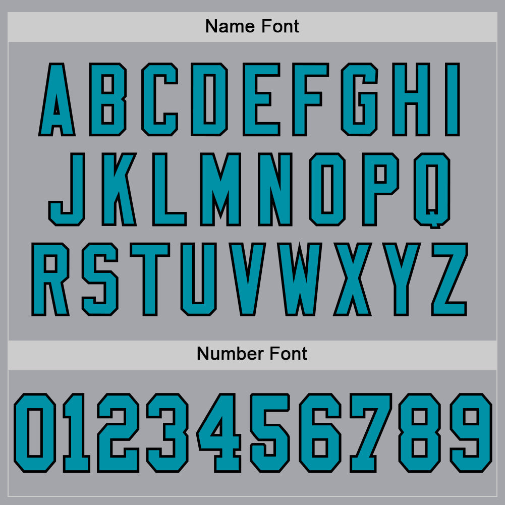 Custom Gray Teal-Black Mesh Authentic Throwback Football Jersey view 4
