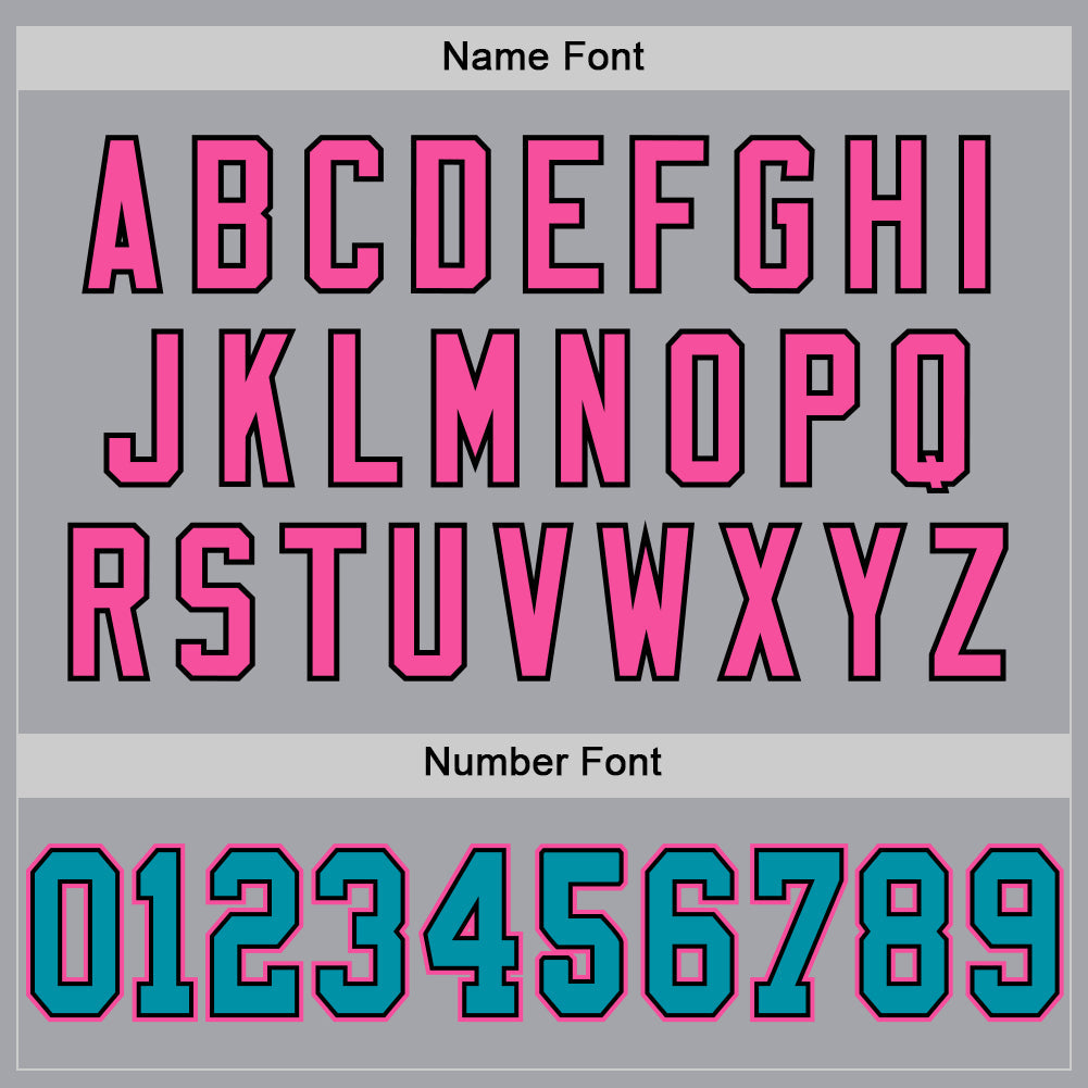 Custom Gray Teal Black-Pink Mesh Authentic Throwback Football Jersey view 4