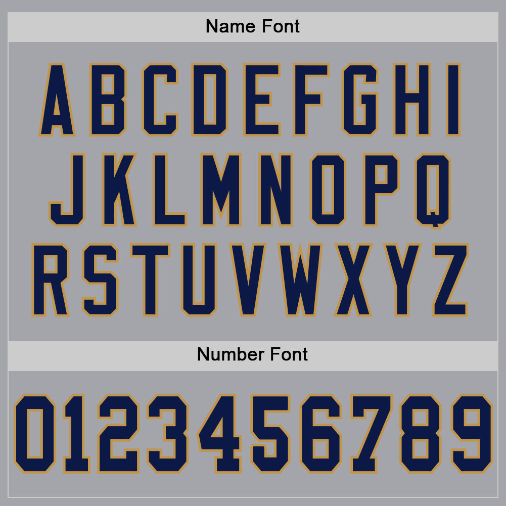 Custom Gray Navy-Old Gold Mesh Authentic Throwback Football Jersey view 4