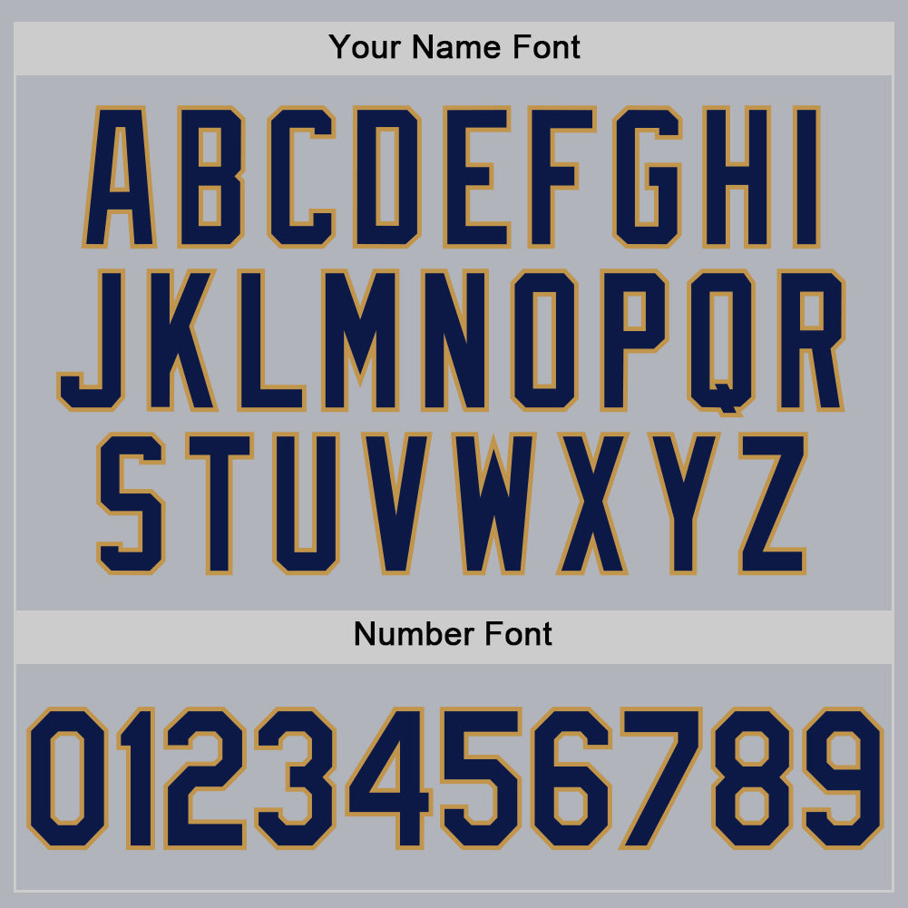 Custom Gray Navy-Old Gold Authentic Throwback Baseball Jersey view 5