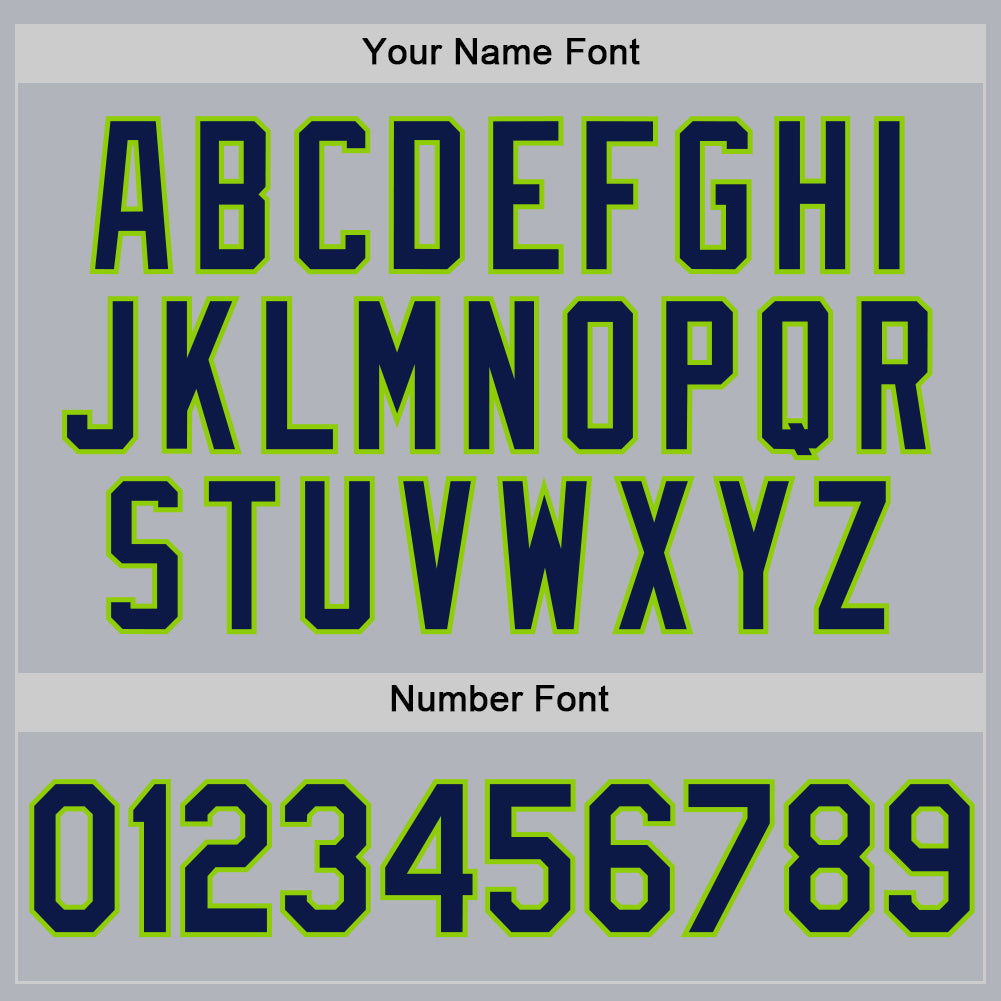 Custom Gray Navy-Neon Green Authentic Throwback Baseball Jersey view 5